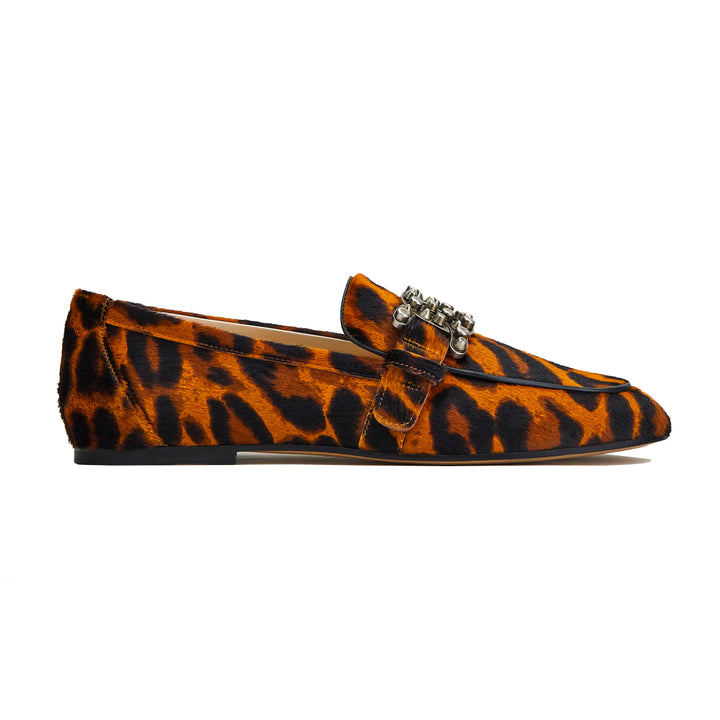 Leopard Kates Studded Chain Loafers