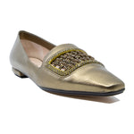 Crystal Embellished Leather Flats