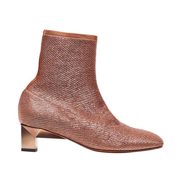 Pany Stretch Metallic Knit Ankle Boots