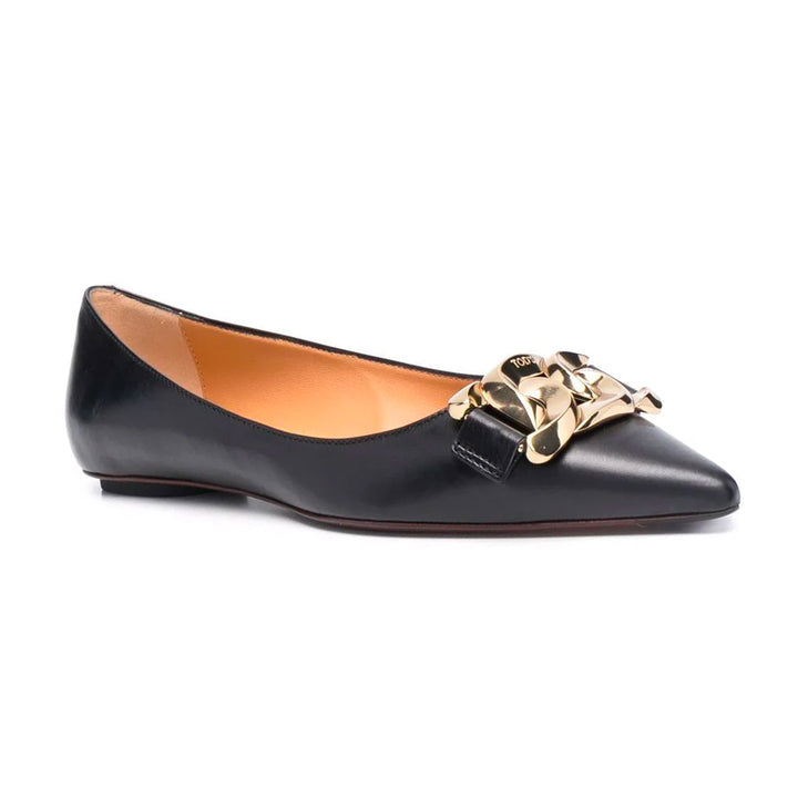 Kate Chain Pointed Flat Pumps