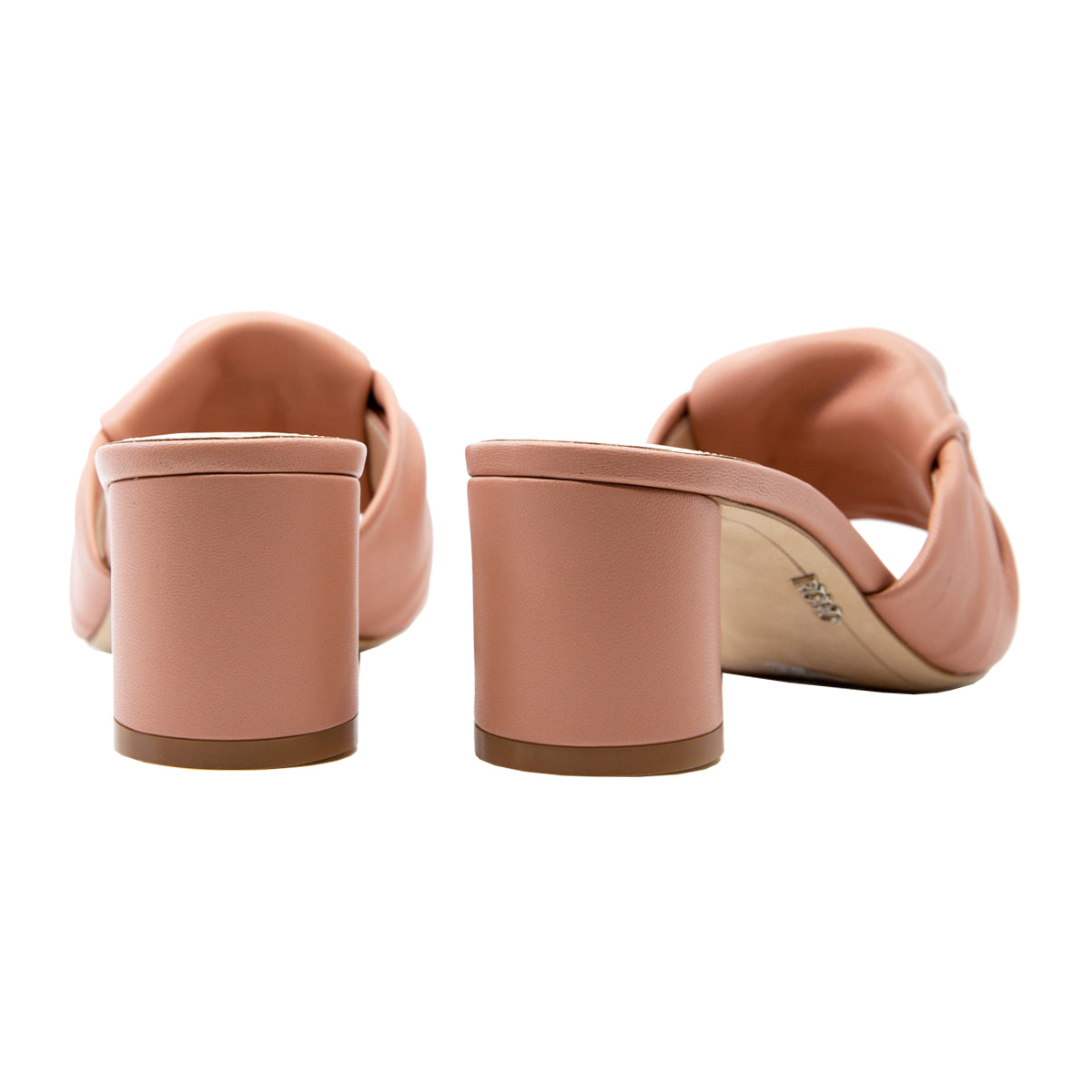 Knotted Mid Heel Leather Slides