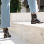 Laurena Patent Leather Studded Ankle Boots