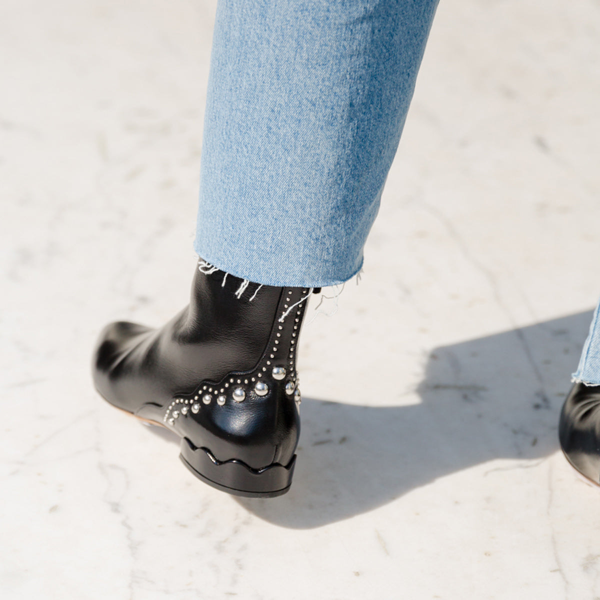 Laurena Patent Leather Studded Ankle Boots