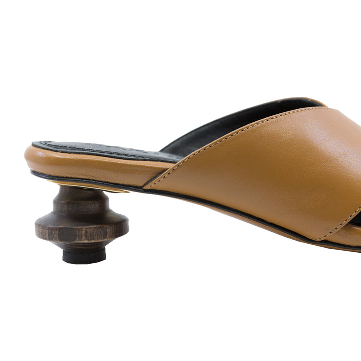 Levante Leather Slide with 40mm Wood Heel