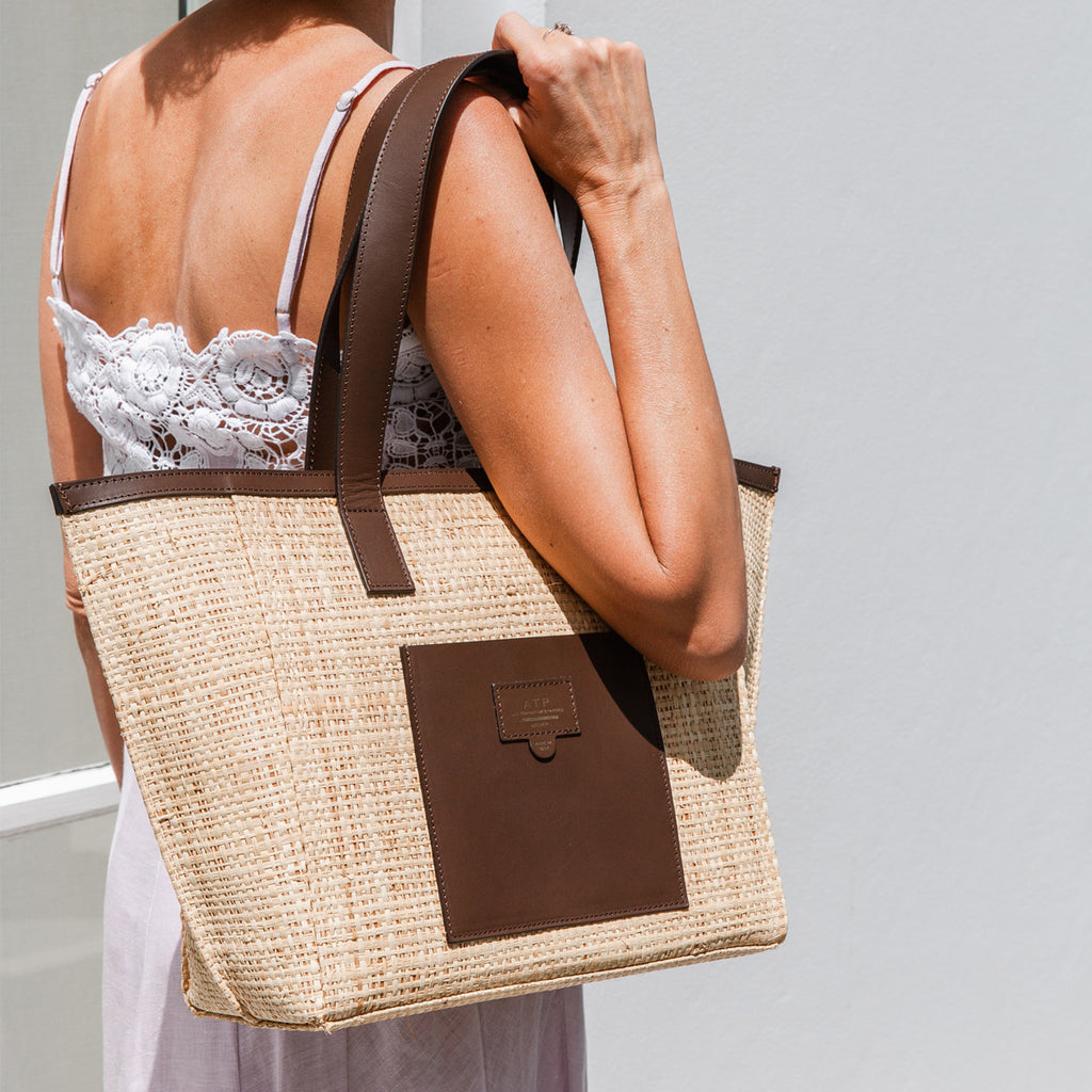 Raffia leather online bag