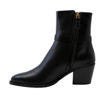 Leather Ankle Boots with Leather Strap