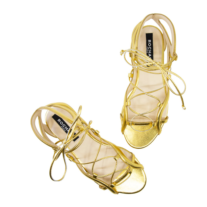 Rochas Lace-up leather flat sandals