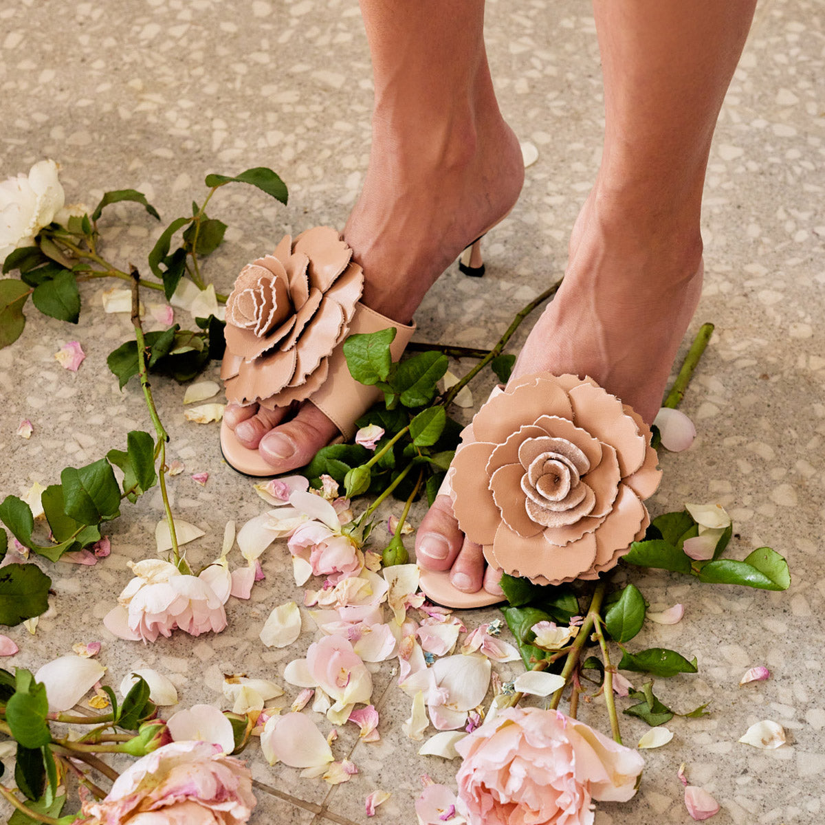 Rose Embellished 60 Leather Mules