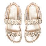Ruched Flat Leather Sandals