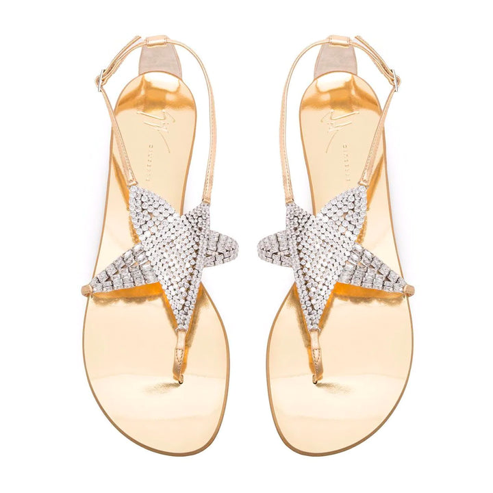 Star Crystal Detail Flat Sandals