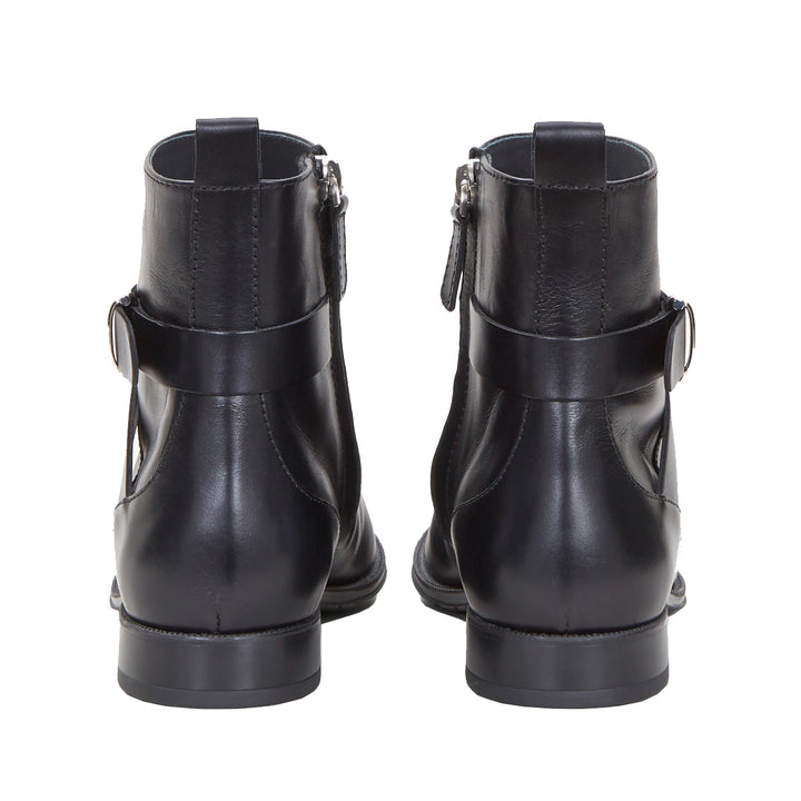 Zip Up Flat Rubber Sole Ankle Boots