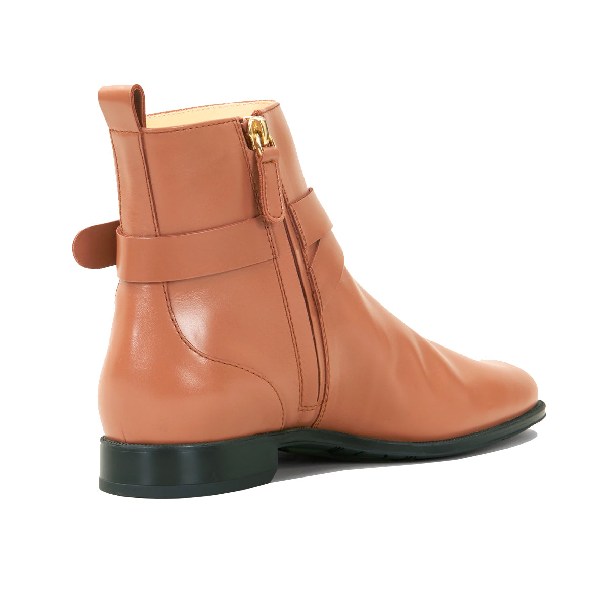Zip Up Flat Rubber Sole Ankle Boots