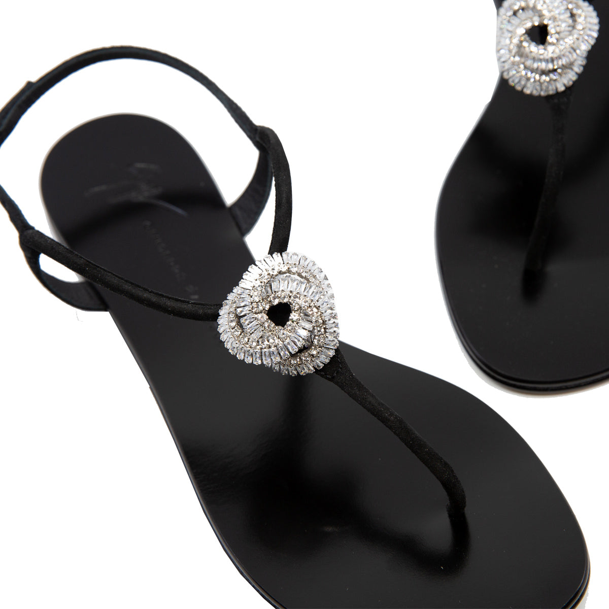 Swirl Crystal Embellished Thong Sandals