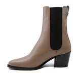 Leather Chelsea Mid Heel Boots