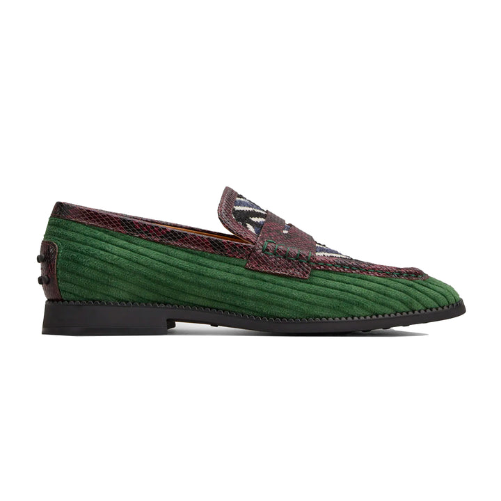 Contrast Velvet Print Loafers